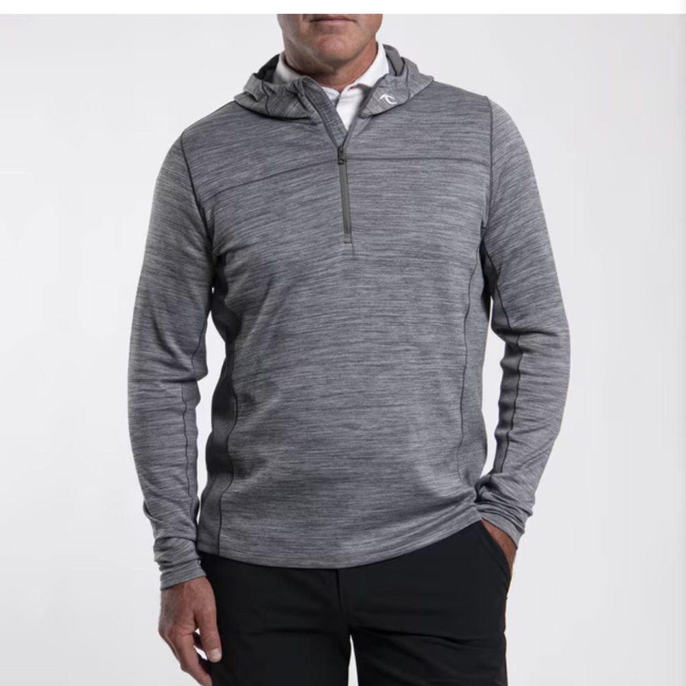 KJUS "Liam" Half Zip Performance Golf Hoodie Gray XL Technical Stretch NWOT